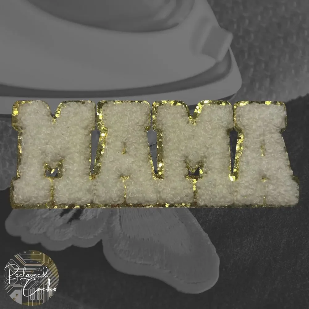 White and Gold MAMA Iron On Patch Patch
